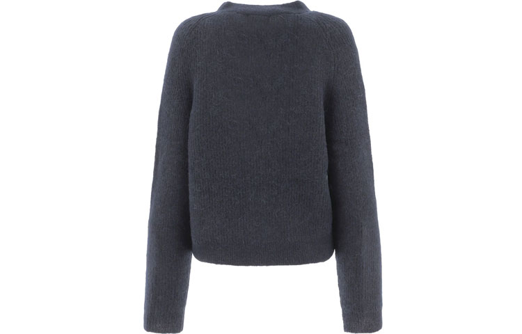 Lookbook (W) 가니 FW21 블루 브이넥 니트 가디건 스웨터 크롭탑. K1498-683