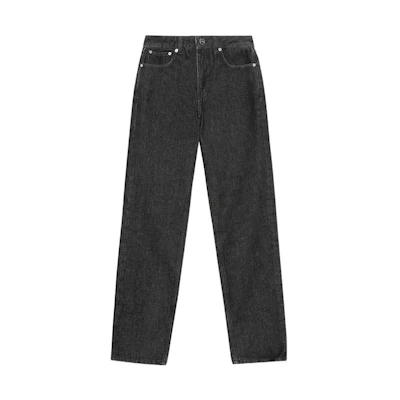 (Women) GANNI FW21 High-Waisted Slim Fit Straight Black Jeans. F6369026
