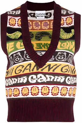 (W) GANNI FW21 多色V领针织背心时尚 K1556-MUL Buy (W) GANNI FW21 多色V领针织背心时尚 K1556-MUL