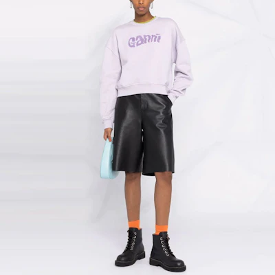 (Women) GANNI FW21 Purple Minimalist Letter Print Pullover Sweatshirt T2977-712 Lookbook (Women) GANNI FW21 Purple Minimalist Letter Print Pullover Sweatshirt T2977-712
