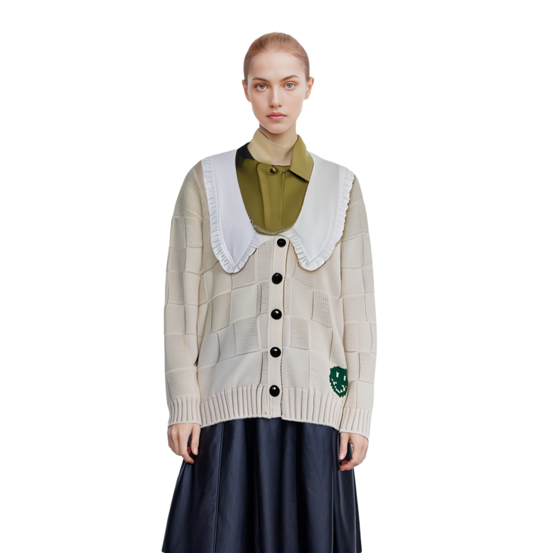 Details for (W) 가니 FW21 러플 트림 가디건 베이지 - 완벽한 선물 아이디어. K1577-196