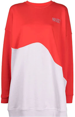 (Women) GANNI FW21 Wavy Logo Crewneck Sweatshirt Womens Red White Colorblock T2958-712 Buy (Women) GANNI FW21 Wavy Logo Crewneck Sweatshirt Womens Red White Colorblock T2958-712