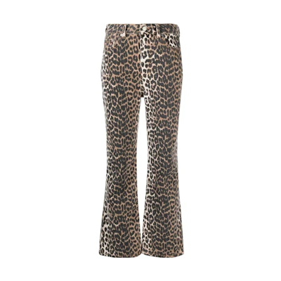 (Women) GANNI FW22 Brown Leopard Print High-Waist Flared Jeans J1059943AW22
