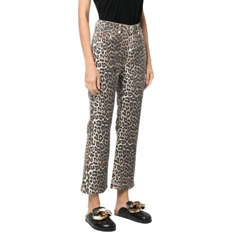 Purchase (W) 가니 FW22 브라운 레오파드 프린트 하이웨이스트 플레어 진 J1059943AW22