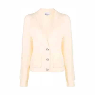 (Women) GANNI FW22 Ivory Knit V-Neck Cardigan K1802-354