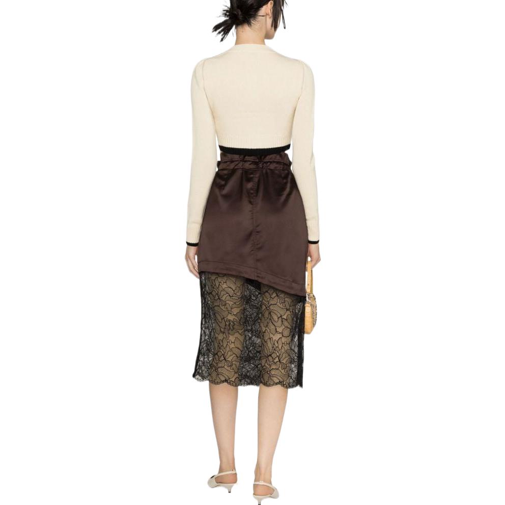 Shop (W) 가니 FW22 카키 로고 자수 숏 가디건 스웨터. K1813-354