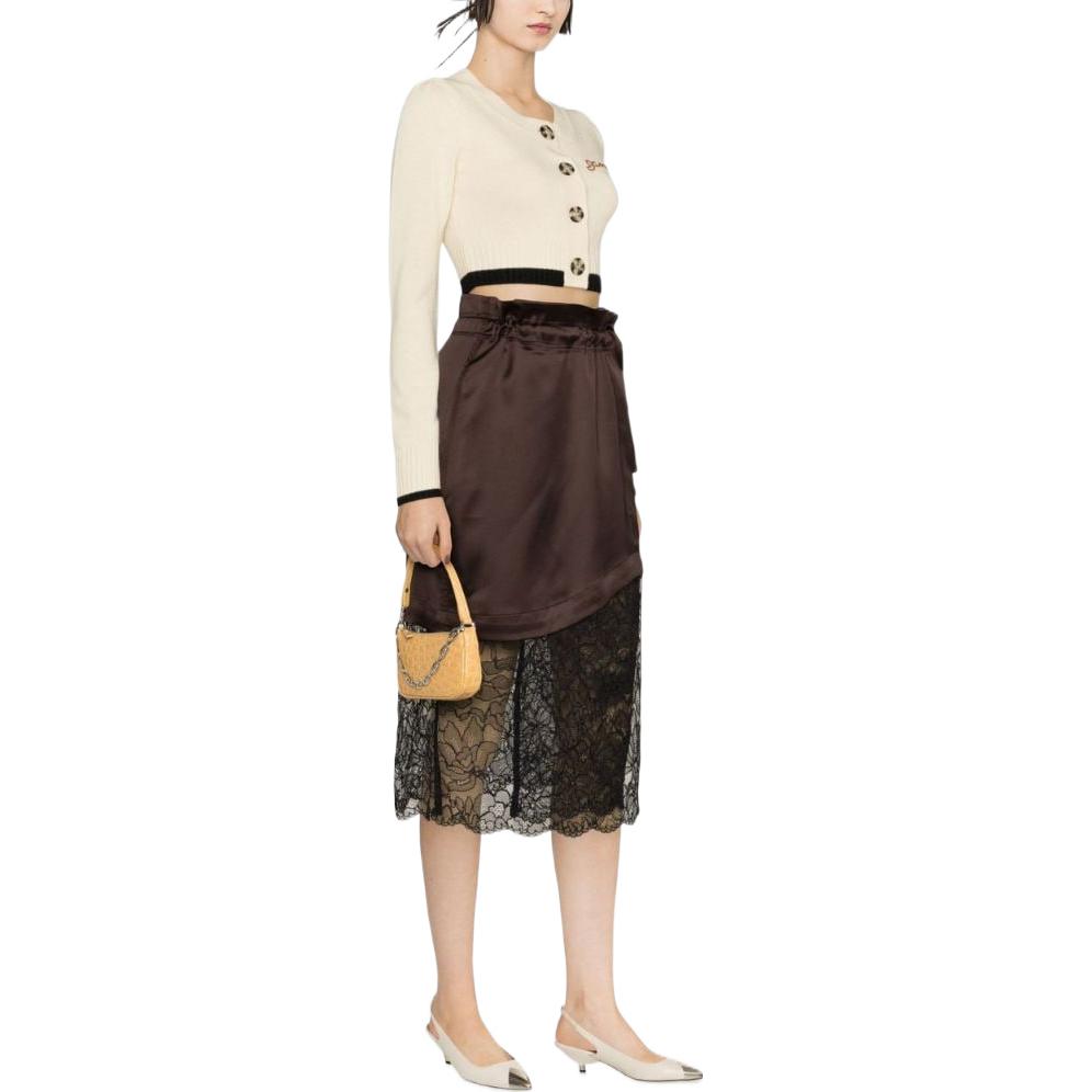 Purchase (W) 가니 FW22 카키 로고 자수 숏 가디건 스웨터. K1813-354