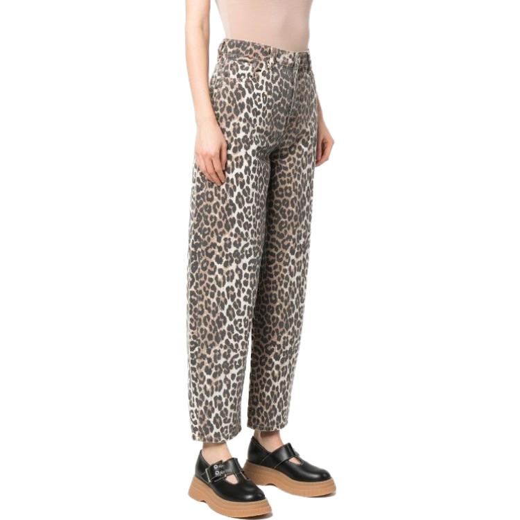 Details for (W) 가니 FW22 레오파드 프린트 캐주얼 팬츠 브라운 J1184-943