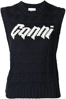 (Women) GANNI FW22 Letter Intarsia Knit Vest Navy Blue. K1778-683 (Women) GANNI FW22 Letter Intarsia Knit Vest Navy Blue. K1778-683