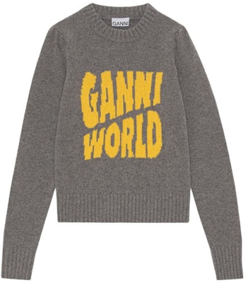 (W) 가니 FW22 로고 레트로 니트 스웨터 풀오버 그레이 긴팔. K1775-641-1 Order (W) 가니 FW22 로고 레트로 니트 스웨터 풀오버 그레이 긴팔. K1775-641-1