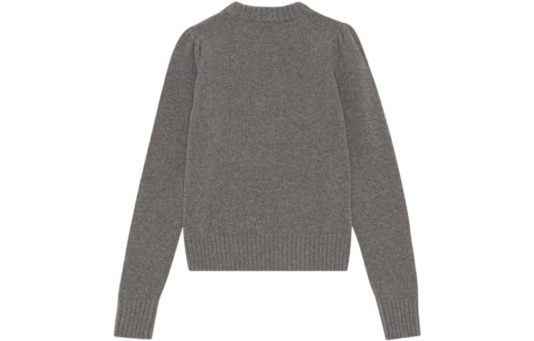 Lookbook (W) 가니 FW22 로고 레트로 니트 스웨터 풀오버 그레이 긴팔. K1775-641-1