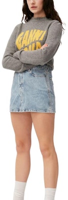 (W) 가니 FW22 로고 레트로 니트 스웨터 풀오버 그레이 긴팔. K1775-641-1 Purchase (W) 가니 FW22 로고 레트로 니트 스웨터 풀오버 그레이 긴팔. K1775-641-1