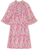 Order (W) GANNI FW22 粉色短袖迷你連衣裙花卉印花洋裝 F7532393