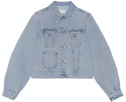 (Women) GANNI FW22 Solid Color Denim Jacket with Pockets - Blue. J1097564 (Women) GANNI FW22 Solid Color Denim Jacket with Pockets - Blue. J1097564