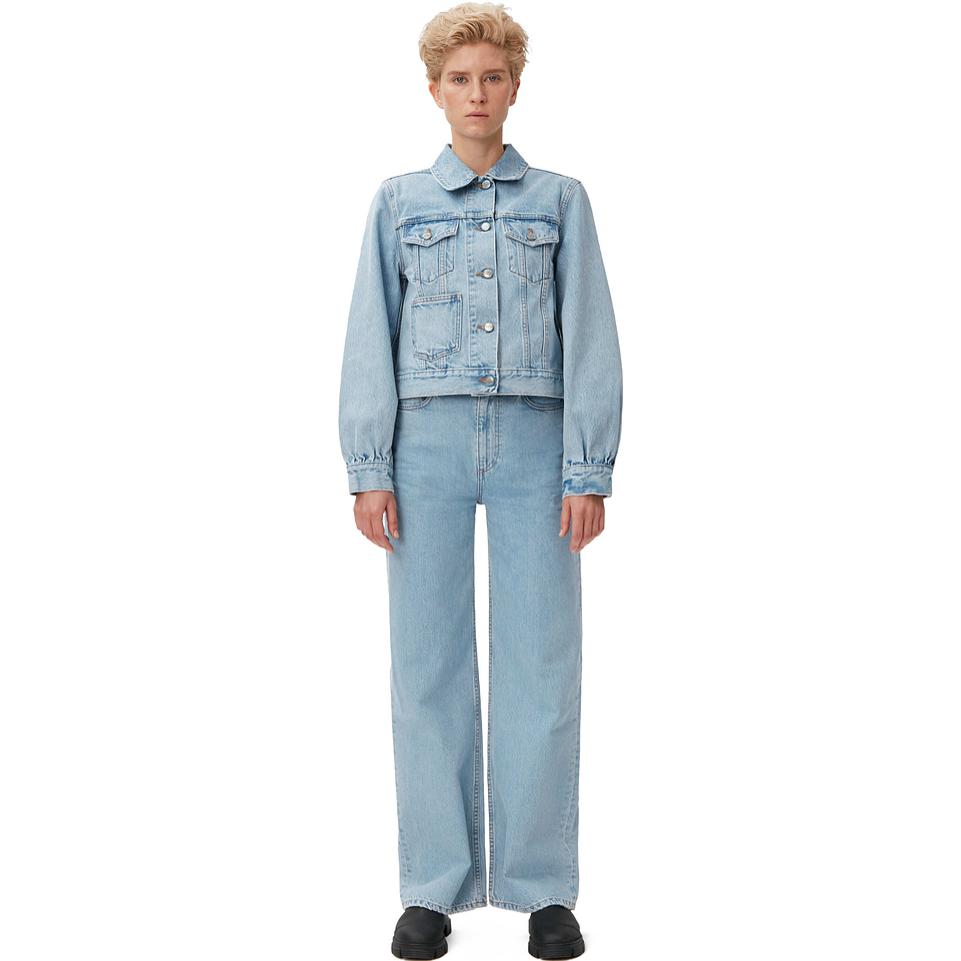 Lookbook (W) 가니 FW22 솔리드 컬러 포켓 데님 자켓 - 블루. J1097564