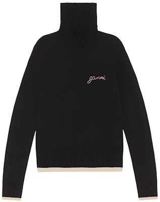 (W) 가니 FW22 터틀넥 스웨터 블랙 대비 로고 트림. K1810-099 Buy (W) 가니 FW22 터틀넥 스웨터 블랙 대비 로고 트림. K1810-099