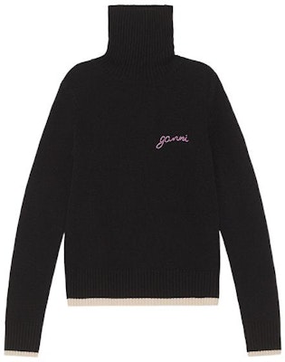 (W) 가니 FW22 터틀넥 스웨터 블랙 대비 로고 트림. K1810-099 Order (W) 가니 FW22 터틀넥 스웨터 블랙 대비 로고 트림. K1810-099