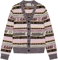 (Women) GANNI FW22 V-Neck Graffiti Print Cardigan Multicolor. K1830-554 (Women) GANNI FW22 V-Neck Graffiti Print Cardigan Multicolor. K1830-554