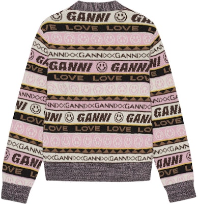 (W) 가니 FW22 브이넥 그래피티 프린트 가디건 멀티컬러. K1830-554 Lookbook (W) 가니 FW22 브이넥 그래피티 프린트 가디건 멀티컬러. K1830-554