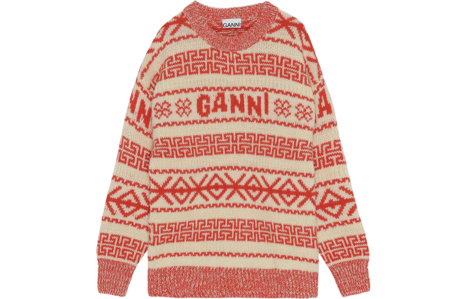 Order (W) GANNI 2022秋冬羊毛标志针织圆领毛衣橘色 K1733-135