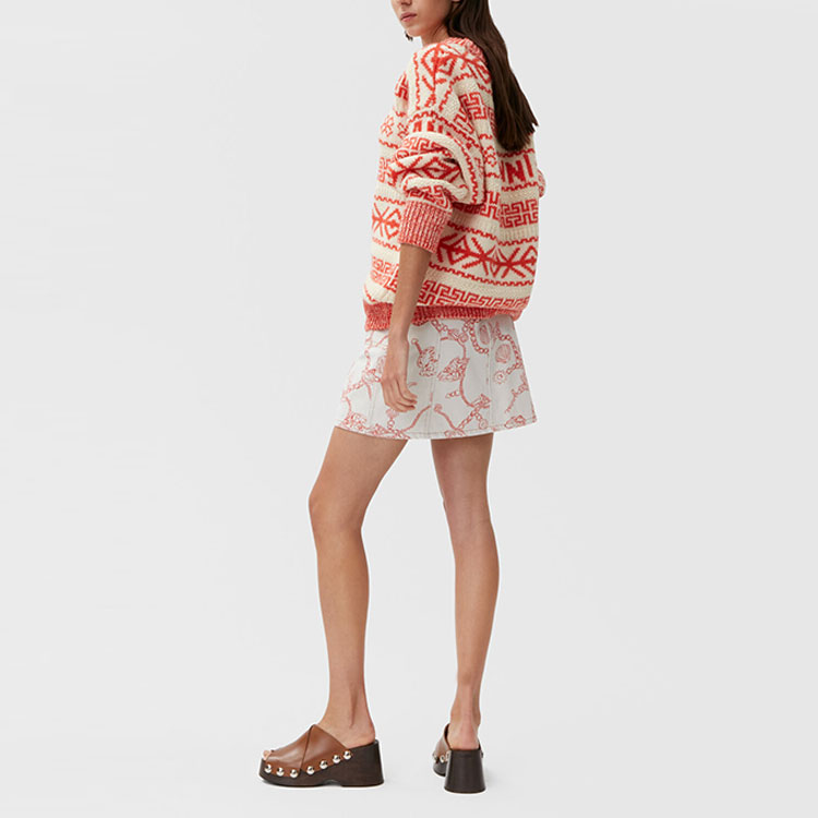 Purchase (W) GANNI 2022秋冬羊毛标志针织圆领毛衣橘色 K1733-135