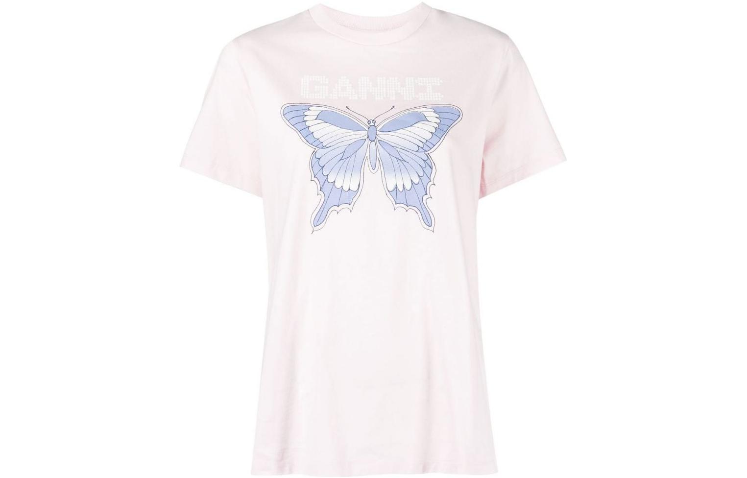 (Women) GANNI FW22 Butterfly Print Crewneck T-Shirt Light Purple T3357-428