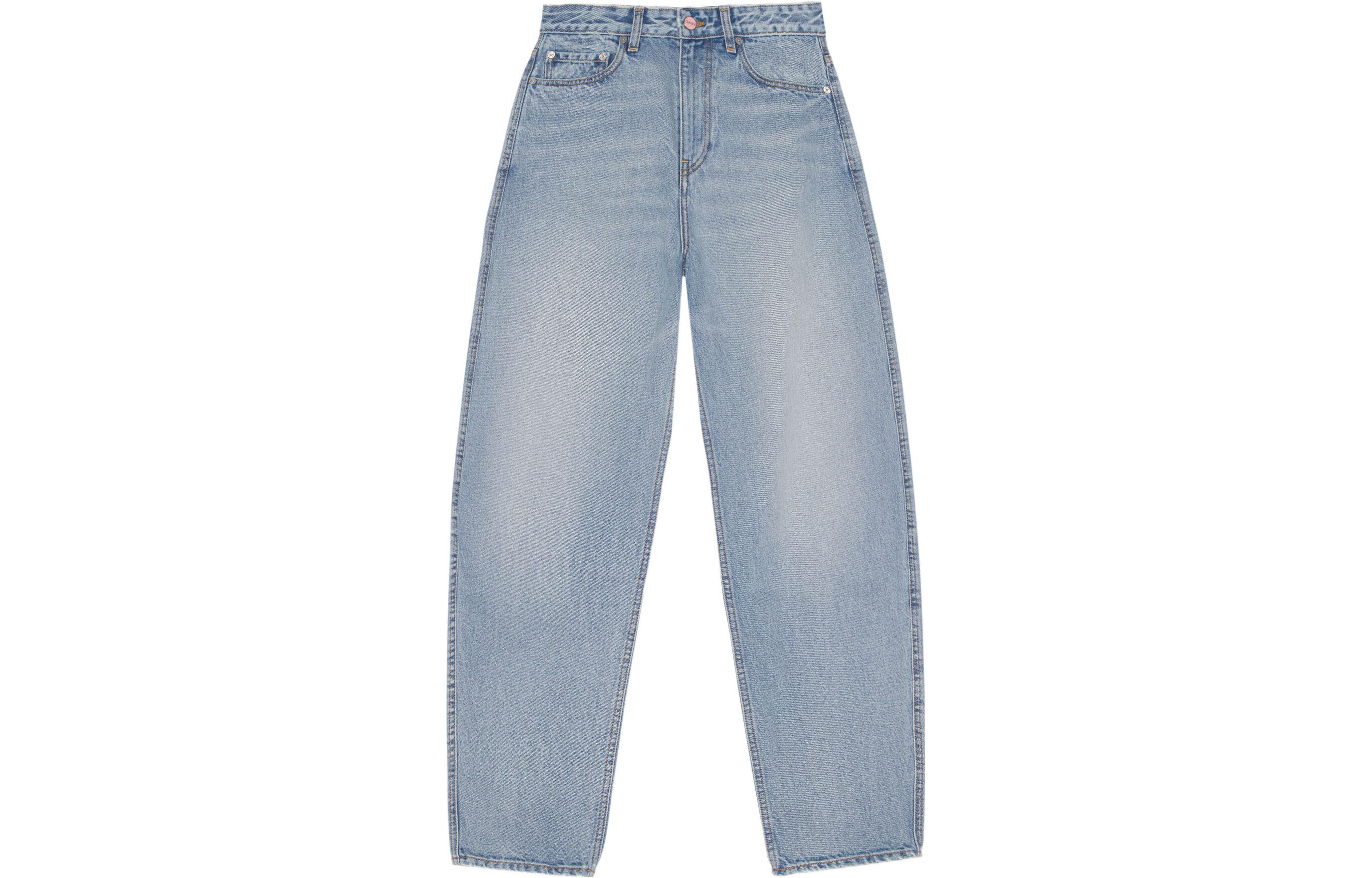 Order (W) 가니 FW22 미드라이즈 워시드 스트레이트 핏 청바지 여성 블루. J1152-565