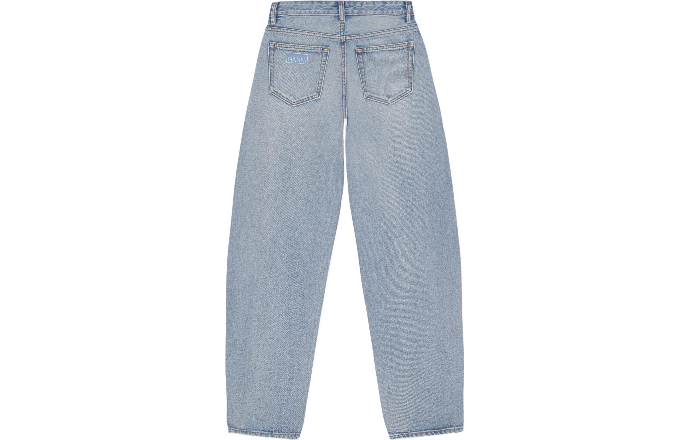 Lookbook (W) 가니 FW22 미드라이즈 워시드 스트레이트 핏 청바지 여성 블루. J1152-565