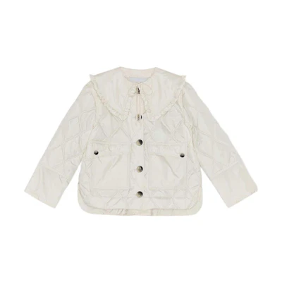 (Women) GANNI FW22 Plain Peter Pan Collar Button Jacket White. F7159-135