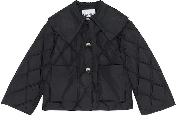 (W) GANNI FW22 黑色菱格紋翻領長袖外套 F7326-099-2 Buy (W) GANNI FW22 黑色菱格紋翻領長袖外套 F7326-099-2