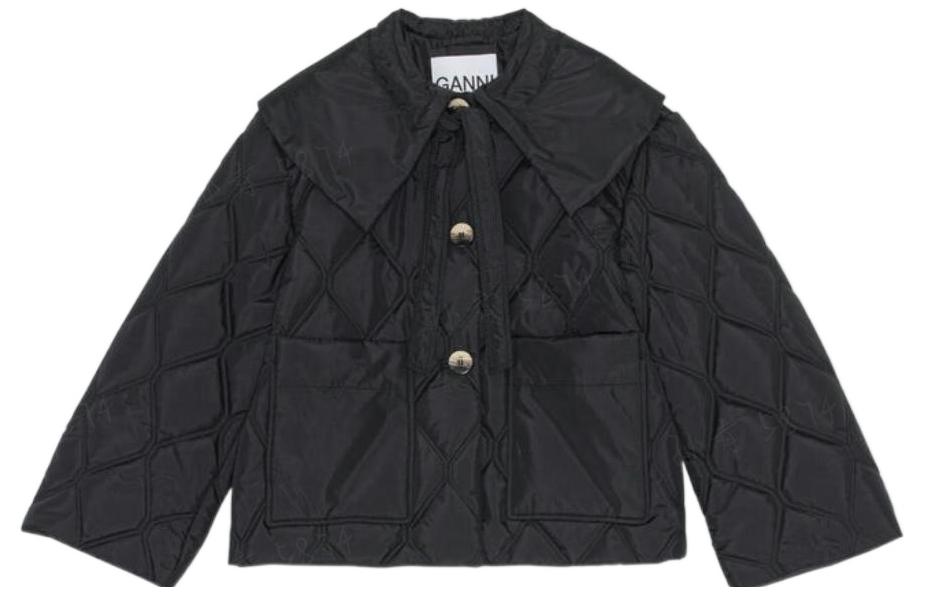 Order (W) GANNI FW22 黑色菱格紋翻領長袖外套 F7326-099-2