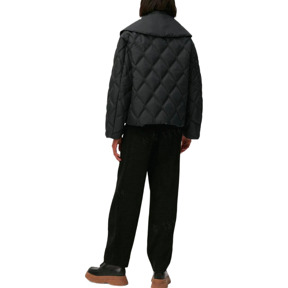 Shop (W) GANNI FW22 黑色菱格紋翻領長袖外套 F7326-099-2