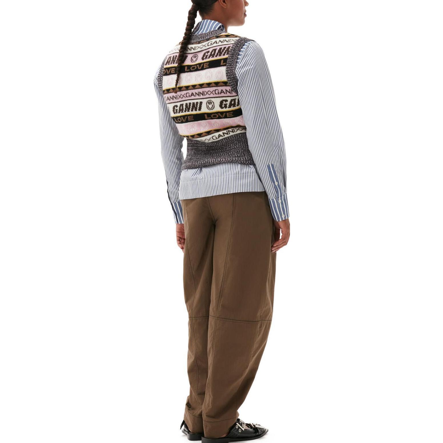 Purchase (W) 가니 FW22 레트로 스마일리 그래피티 자수 V넥 니트 베스트 멀티컬러 K1829-554