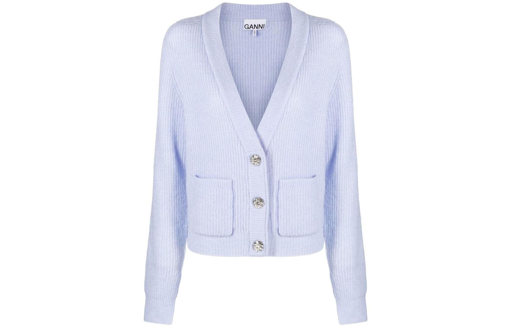 Order (W) 가니 FW22 솔리드 컬러 니트 가디건 블루 K1802-699