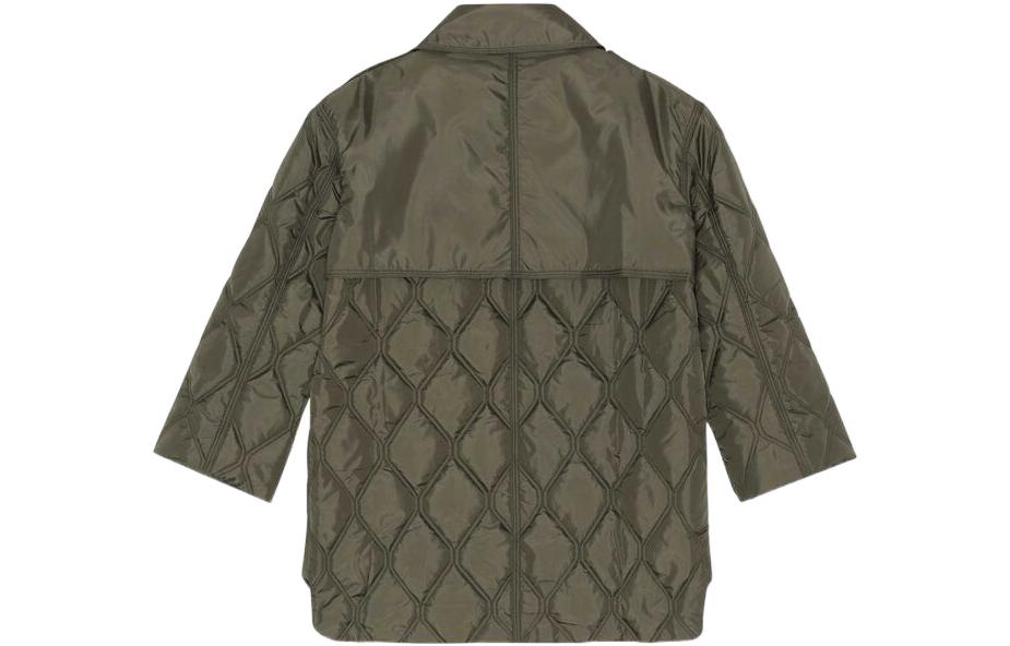 Lookbook (Women) GANNI FW22 Solid Notched Collar Seam Jacket Women Green F7160-861