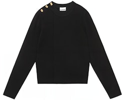 (Women) GANNI FW23 Black Cashmere-Blend Ribbed Long-Sleeve Sweater K2058099 (Women) GANNI FW23 Black Cashmere-Blend Ribbed Long-Sleeve Sweater K2058099