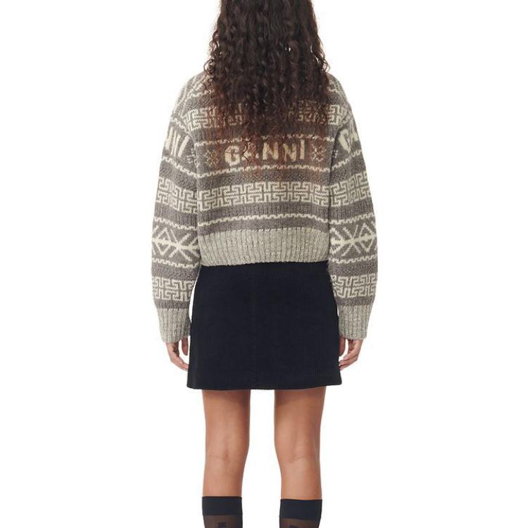 Lookbook (W) 가니 FW23 크롭 크루넥 로고 스웨터 그레이 울프 K2154765