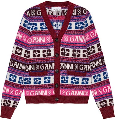 (W) 가니 FW23 로고 울 블렌드 브이넥 니트 스웨터 멀티컬러. K2122999 Order (W) 가니 FW23 로고 울 블렌드 브이넥 니트 스웨터 멀티컬러. K2122999