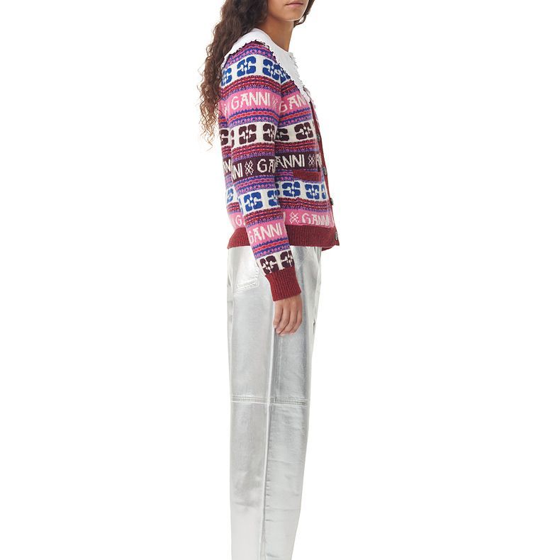 Purchase (W) 가니 FW23 로고 울 블렌드 브이넥 니트 스웨터 멀티컬러. K2122999