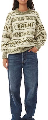 (W) 가니 FW23 오버사이즈 빈티지 프린트 울 니트 스웨터 아보카도 그린. K2174775 Shop (W) 가니 FW23 오버사이즈 빈티지 프린트 울 니트 스웨터 아보카도 그린. K2174775