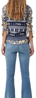 (W) 가니 FW23 레트로 버터플라이 로고 니트 베스트 네이비 블루. K2092-683 Shop (W) 가니 FW23 레트로 버터플라이 로고 니트 베스트 네이비 블루. K2092-683