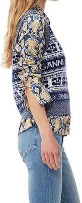 (W) 가니 FW23 레트로 버터플라이 로고 니트 베스트 네이비 블루. K2092-683 Purchase (W) 가니 FW23 레트로 버터플라이 로고 니트 베스트 네이비 블루. K2092-683