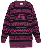 (Women) GANNI FW23 Retro Floral Knit Pullover Sweater Fiji Flowers Print. K2176854 (Women) GANNI FW23 Retro Floral Knit Pullover Sweater Fiji Flowers Print. K2176854