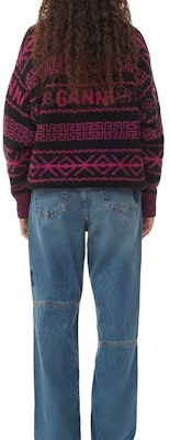 (W) 가니 FW23 레트로 플로럴 니트 풀오버 스웨터 피지 플라워 프린트. K2176854 Purchase (W) 가니 FW23 레트로 플로럴 니트 풀오버 스웨터 피지 플라워 프린트. K2176854