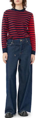 (W) 가니 FW23 스트라이프 울 롱슬리브 니트 스웨터 석류 레드. K2049-785 Lookbook (W) 가니 FW23 스트라이프 울 롱슬리브 니트 스웨터 석류 레드. K2049-785