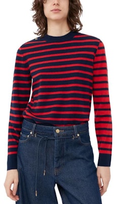 (W) 가니 FW23 스트라이프 울 롱슬리브 니트 스웨터 석류 레드. K2049-785 Details for (W) 가니 FW23 스트라이프 울 롱슬리브 니트 스웨터 석류 레드. K2049-785