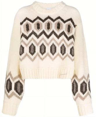 (W) 가니 FW23 화이트 자수 니트 스웨터 - 크루넥 루즈핏. K2042135 Buy (W) 가니 FW23 화이트 자수 니트 스웨터 - 크루넥 루즈핏. K2042135