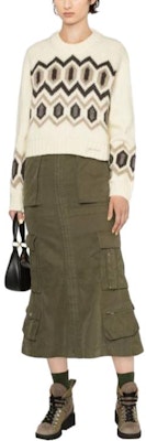 (W) 가니 FW23 화이트 자수 니트 스웨터 - 크루넥 루즈핏. K2042135 Shop (W) 가니 FW23 화이트 자수 니트 스웨터 - 크루넥 루즈핏. K2042135