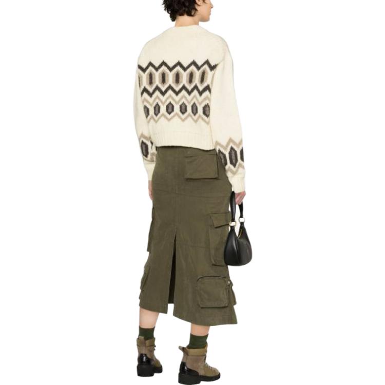 Purchase (W) 가니 FW23 화이트 자수 니트 스웨터 - 크루넥 루즈핏. K2042135