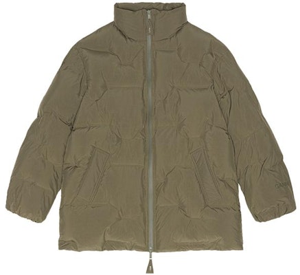 (W) GANNI FW23 黑橄榄绿拉链连帽棉质羽绒夹克外套. F8474861 Buy (W) GANNI FW23 黑橄榄绿拉链连帽棉质羽绒夹克外套. F8474861